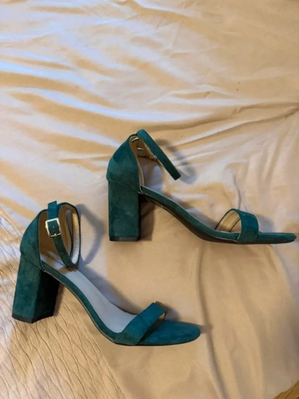 Green suede heels
